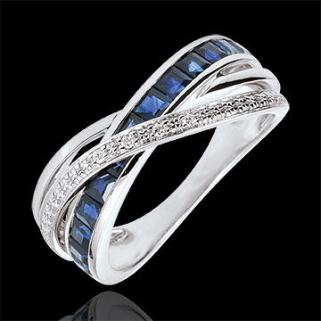 Edenly Ring Kleiner Saturn Variation 1 - WeiÃŸgold, Saphir und Diamanten - 18 K