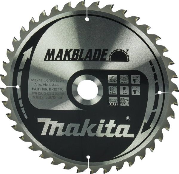Makita Hm-Savklinge Ø260mm, 40t, Makblade