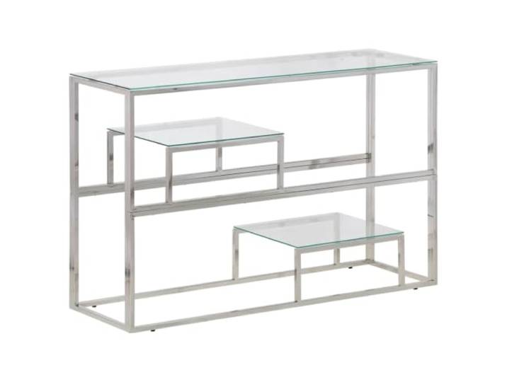 Coespram Konsolentisch Edelstahl Hartglas Silbern Flurtisch 110x35x70cm Modernes Glasdesign für Flur und Wohnzimmer. Schlanker Beistelltisch bietet Platz für Dekoration bei minimaler Stellfläche.