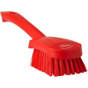Vikan Scheuerbürste Handbürste mit kurzem Stiel, Kunststoff, Länge: 27cm, harte Borsten, mit Griff, rot