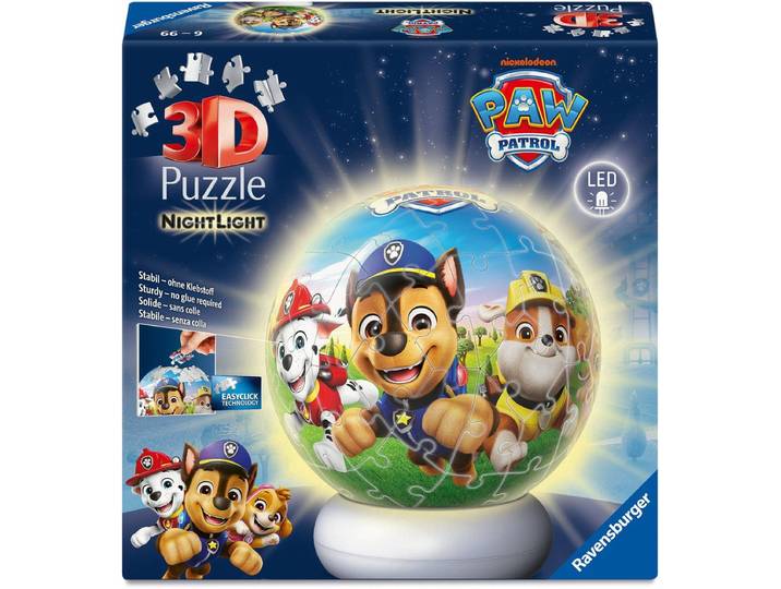 Ravensburger - Paw Patrol - 3D Puzzle-Ball Nachtlicht - 73 Stukjes