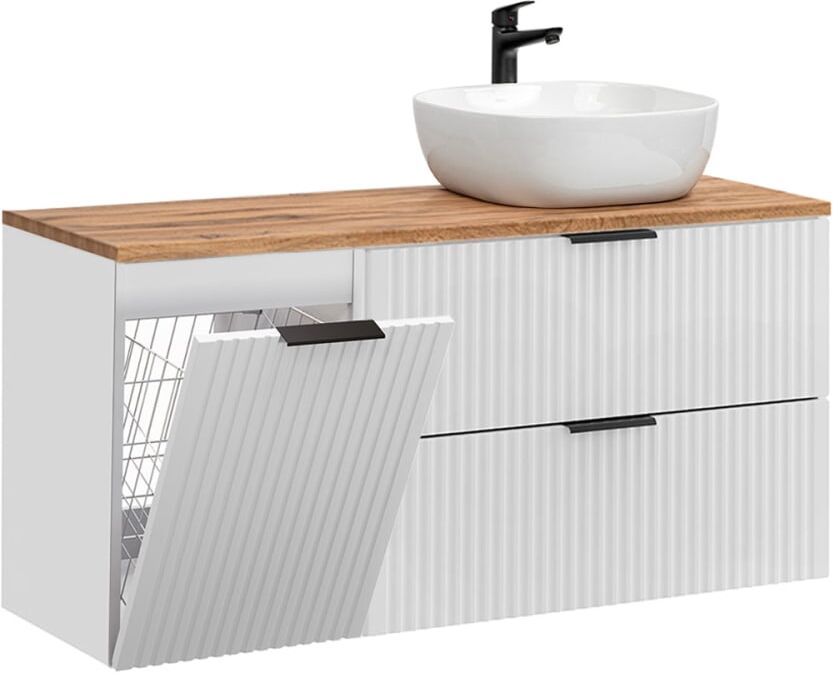 Petits meubles Meuble simple vasque 120cm panier panneaux mdf blanc Blanc 121x59x46cm