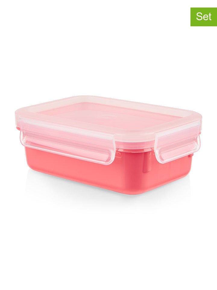Emsa 2er-Set: Frischhaltedosen "Clip & Close - Color Ed." in Koralle - 550 ml - onesize