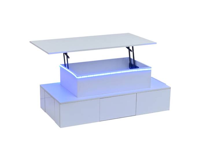 Table basse avec porte coulissante en panneau de particules