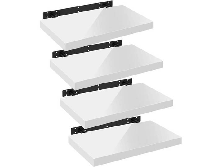 WOLTU Lot de 4 Étagère Murale Tablette Murale Étagère à Livres Panneau de Bois 40x22 9x3 8cm Blanc RG9476ws-4