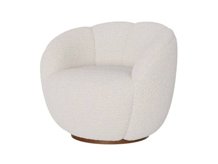 Fauteuil pivotant en tissu bouclé blanc - Ysé - Maison Pavane