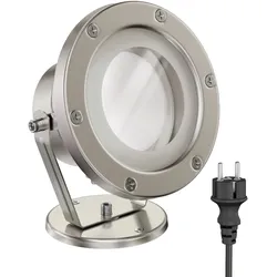 ledscom.de LED Gartenstrahler BULA für außen, Edelstahl, inkl. GX53 Lampe 10,301W 1212lm 120° weiß