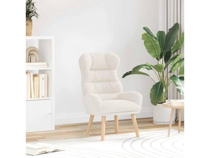 NLQMSU Sessel, cremefarben, 69 x 74 x 93 cm, Sherpa-Stoff Minimalistisches Design, Füße aus Holz, Gummi, weiche Armlehnen, Wohnzimmer, Schlafzimmer, Büro, Leseecke