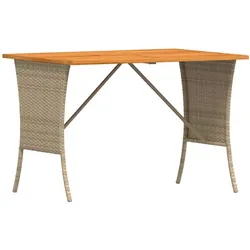 vidaXL Gartentisch mit Akazienholzplatte Beige 105x75x72cm Poly Rattan
