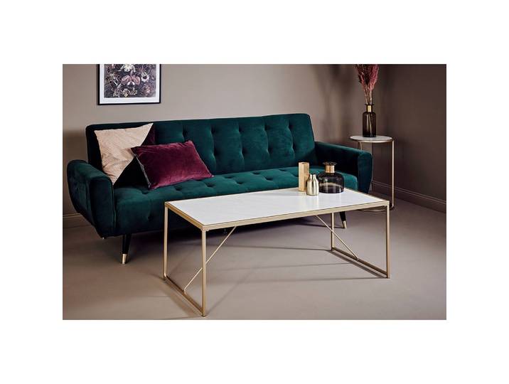 Table basse Glam 120 x 44 x 60cm Blanc/Doré/Doré