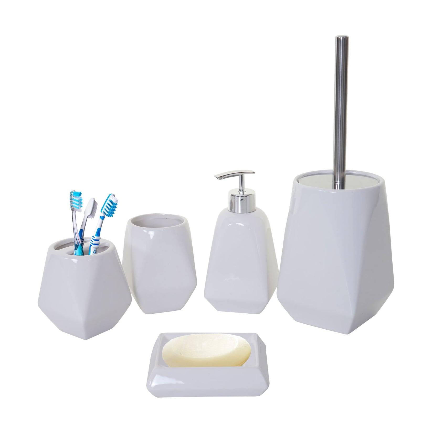 5-teiliges Badset MCW-C71, WC-Garnitur Badezimmerset Badaccessoires, Keramik ~ weiß