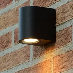 Lucide ZARO – Wandstrahler / Wandleuchte Innen & Außen – 1x GU10 – IP44 – Schwarz
