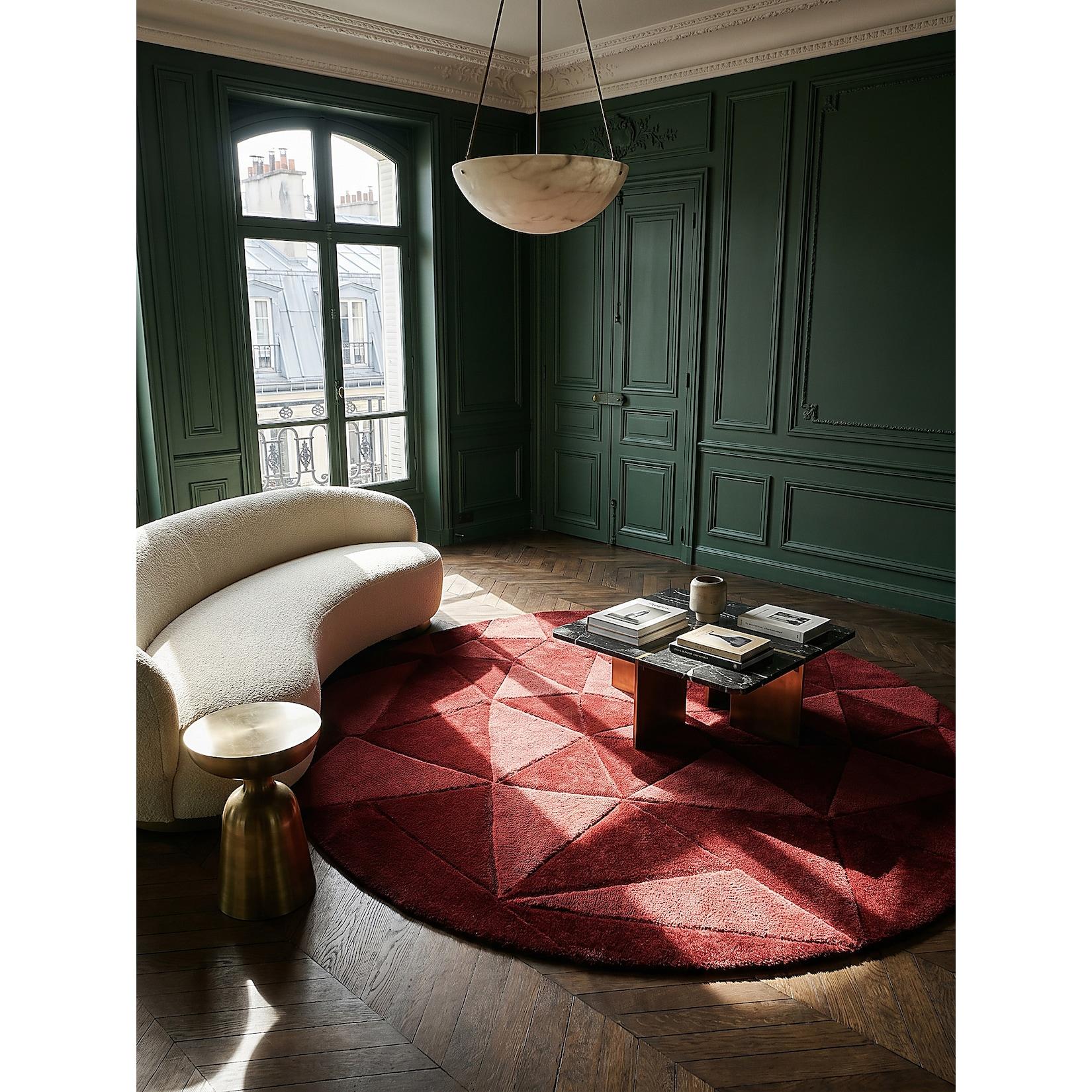 Wollteppich geometrisch Rot Ø160 cm - DEBEN Kadima Design