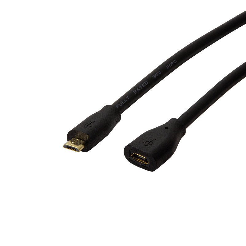 LogiLink USB 2.0 kabel, Micro-USB (mannelijk) naar Micro-USB (vrouwelijk), zwart, 5 meter