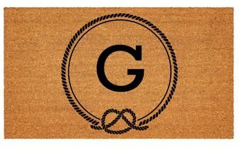 Evergreen "Coastal Coir Mat Nautical Monogram 28""x16"""