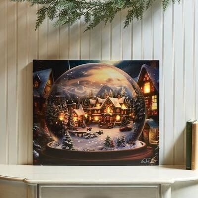 Streamline Art Snow Globe Magic II Lighted Canvas Wall Art Brown , Brown