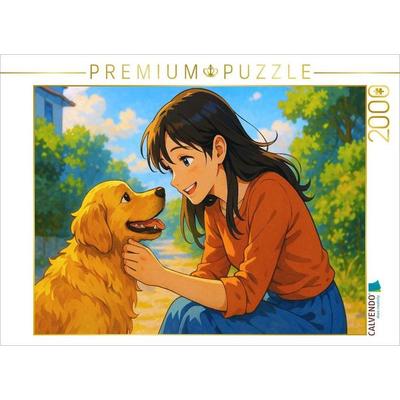 CALVENDO Puzzle Liebe dein Haustier - Frau streichelt Hund | 2000 Teile Lege-Größe 90x67cm Foto-Puzzle für glückliche Stunden