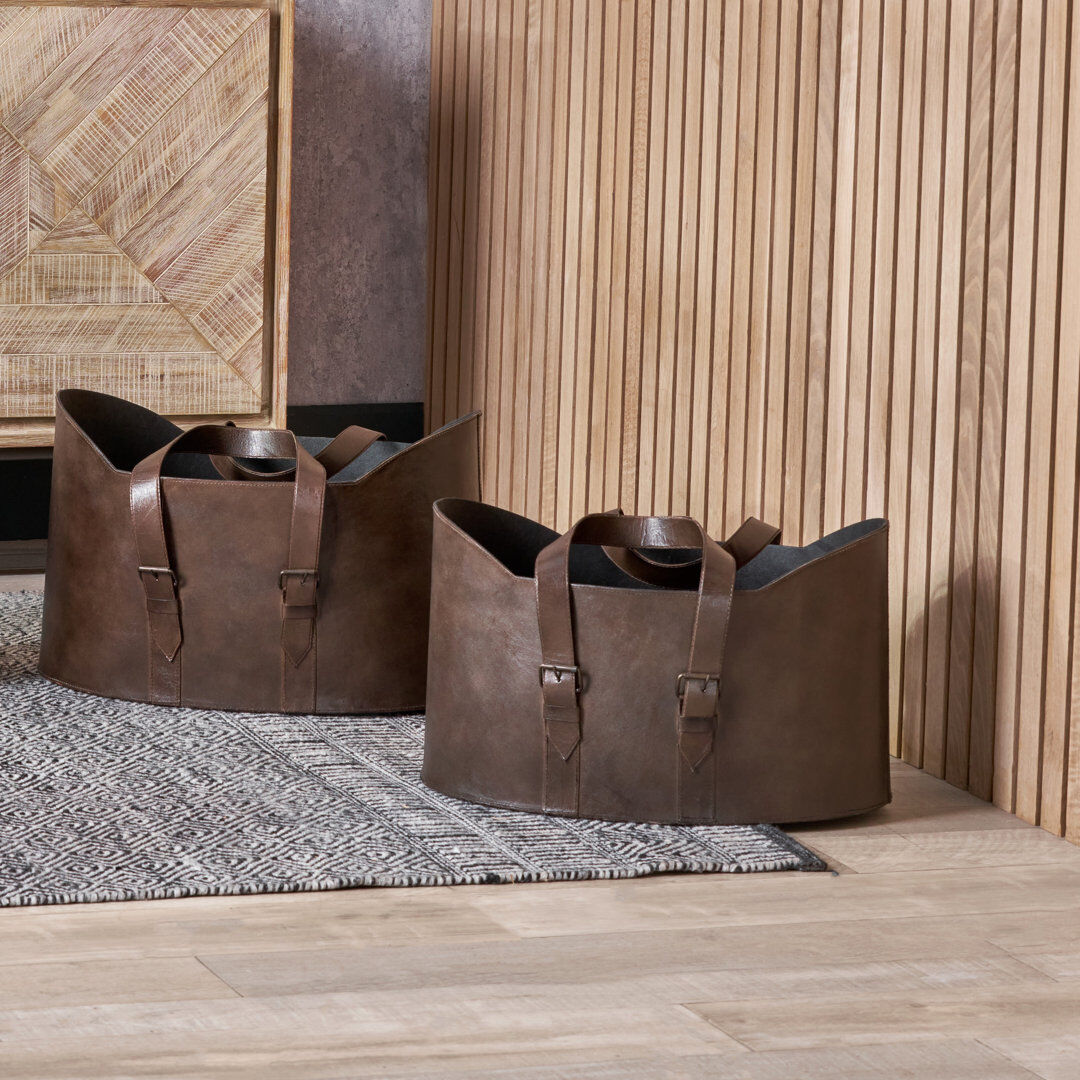 Three Posts 2 Piece Basket Storage Set Dark Brown 65L