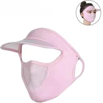 Fusion Finds Ice Silk UV Protection Face Mask With Brim Cycling Sun Visor Summer Sun Protection Cover pink