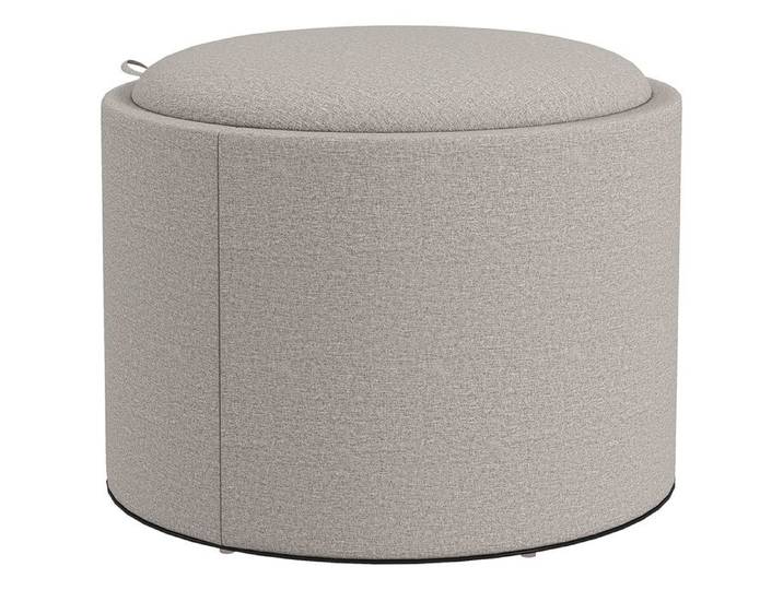 YWJ Tabouret Rembourré 56x56x42cm Gris Clair Naturel Lin Rangement Caché Couvercle Réversible