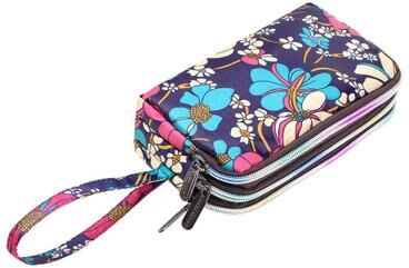 Discount Dollar Deals Women Handbag Print Canvas Wristlet Bag, Three Layer Long Wallet, Large Capacity Coin Purse, Waterproof 01