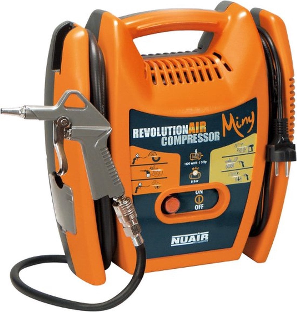 Oranje Draagbare Mini Compressor met 1100W Krachtige Motor voor Auto en Fiets, 180L/Min, 1,5PK, 230V