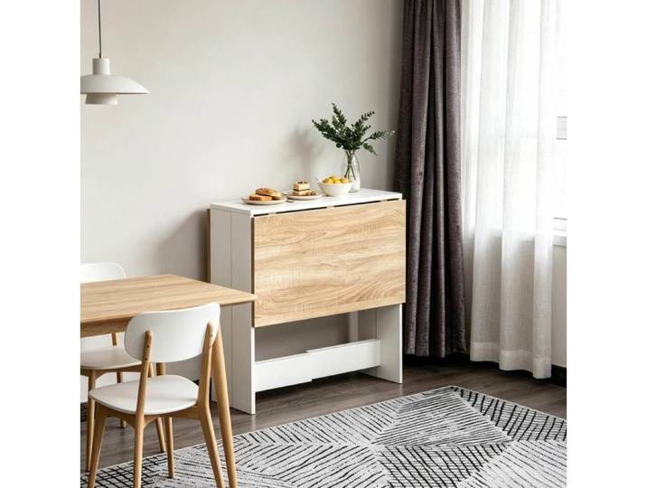 VUENOR Table pliante de salle à manger 103x76 cm chêne blanc – multifonction 60 kg