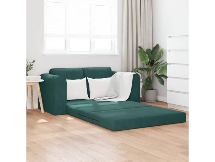 HEFZGDB Boden Sofa Bett 2-in-1 Dunkelgrün 148x71x83 cm Samt, Vielseitiges Tagesbett mit gepolsterten Armlehnen, Robustes Sitzmöbel für Wohnzimmer und Gästezimmer, Einfache Umwandlung
