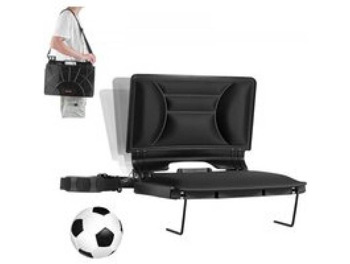 VEVOR Stadionsitz klappbarer Tribünenstuhl mit Rückenlehne, gepolsterter Tribünensitz mit Schultergurt, Stadionstuhl Bodenstuhl (424,18 mm breit) aus Lycra-Material für Tribünen Schwarz 1 Stk.