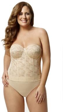 Plus Size Women's Make it Lace Strapless Longline 6621 by Elila in Beige (Size 38 D)