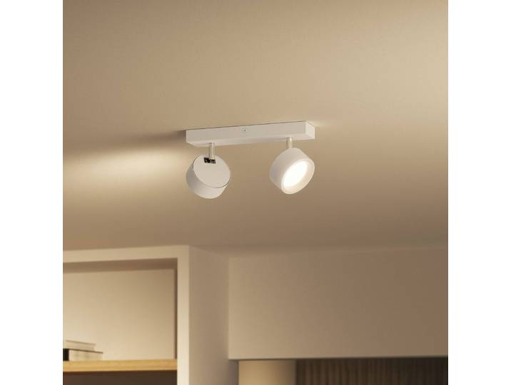 Philips Bracia LED-Deckenspot zweiflammig, weiß, weiß / opal, für Wohn- / Esszimmer, Aluminium, Modern