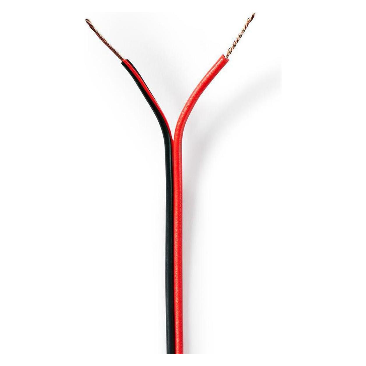Nedis Lautsprecherkabel - 2x 0.50 mm² - CCA - 100 m - rund - Eingewickelt - PVC - Schwarz/Rot (100 m, 0.50 mm²) (CAGW0500BK1000)