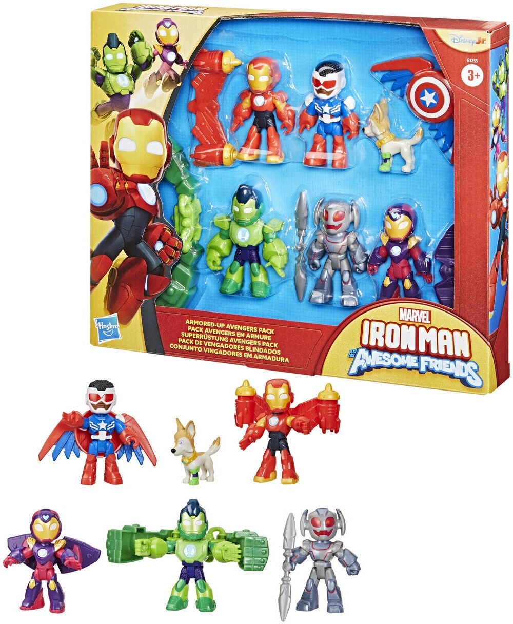 Marvel Iron Man and His Awesome Friends Armored-Up Avengers Pack by Hasbro - 6 Character Figures - Ages 3 and Up - Superhero Playset