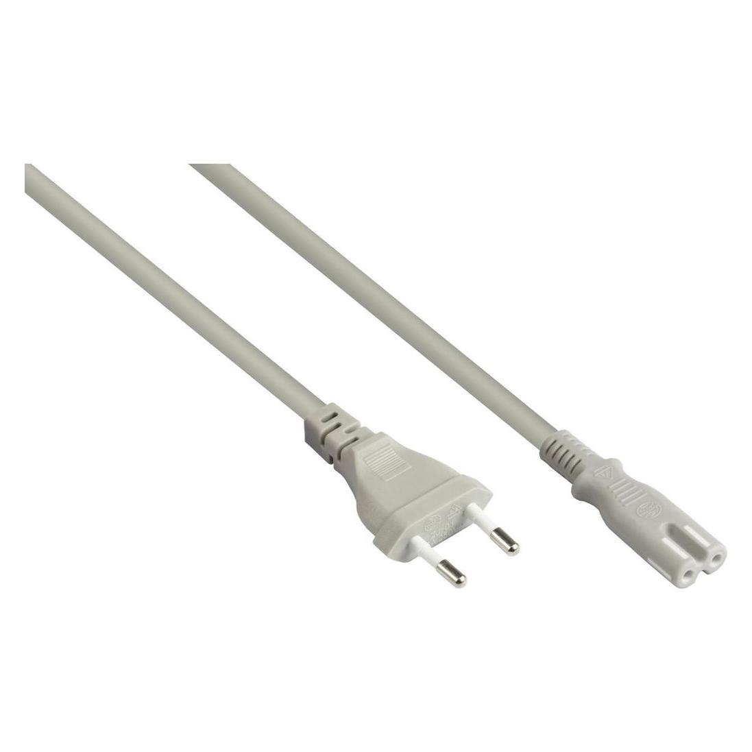 Good Connections Euro-Netzkabel Euro-Stecker Typ C (gerade) an C7/Euro 8 Buchse (gerade), grau, 0,75 mm², 5 m, (5 m) (P0370-GR050)