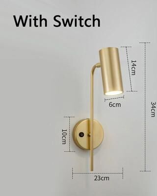 Uplift Picks Rotatable E27 Wall Reading Lamp With Switch Modern Bedside Sconce gold + Switch cool White (5500 7000k)