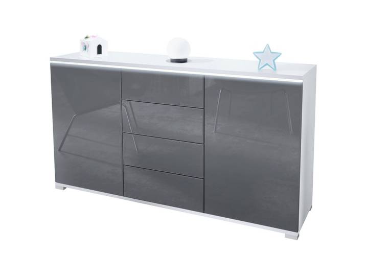 SIDEBOARD Faro Grau Hochglanz