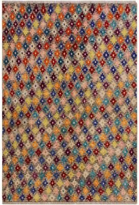 Treasured Knots Shabby Chic Balochi Walls Gray/Blue Hand Knotted Wool Rug - 4'10'' x 6'6''