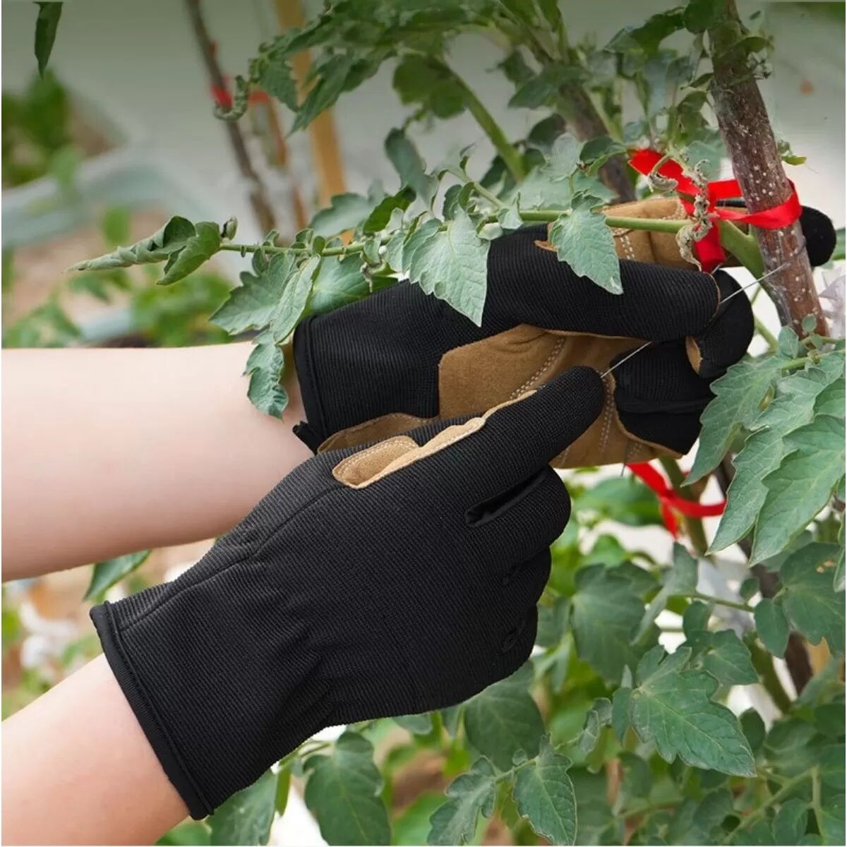 INF ABSK Schwarze Gartenhandschuhe für den Außenbereich – Touchscreen, Anti-Rutsch, Durchstichfest M
