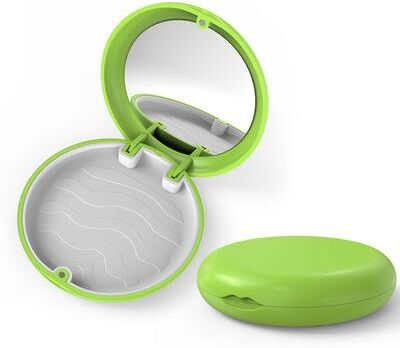 Fusion Finds Portable Retainer Case With Mirror For Aligners Dentures And Braces green grey mirror