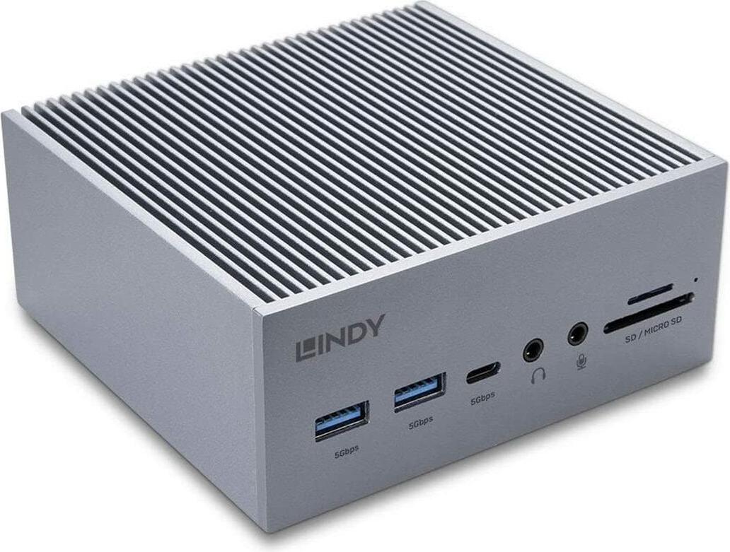 Lindy 43351, Andocken, USB 3.2 Gen 1 (3.1 Gen 1) Type-C, 10,100,1000 Mbit/s, Grau, MicroSD (TransFlash), SD, 3840 x 2160 Pixel