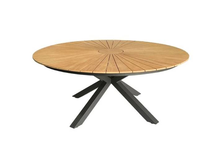 Interliving 7011 Gartentisch Ø140cm Aluminium/Teak Dunkelgrau