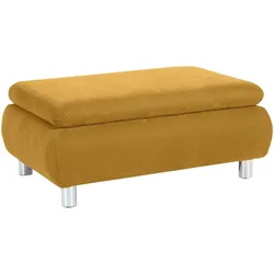 HOCKER Kaye Bezug Veloursstoff Metallfuß verchromt / mais