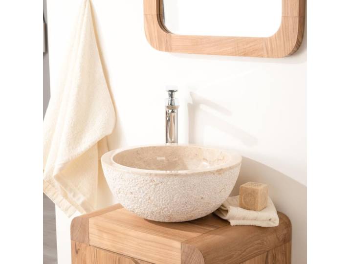 Lave mains en pierre à poser crème 35cm