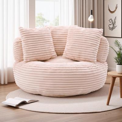 ZWYO HOSIMU 45in Corduroy Foam Bean Bag Sofa High Back Lounge Chair with Armrest Gaming Reading Living Room Floor Chair
