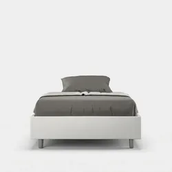 Itamoby Französisches Doppelbett mit gepolstertem Behälter 140x190, weißem Azelia-Kunstleder