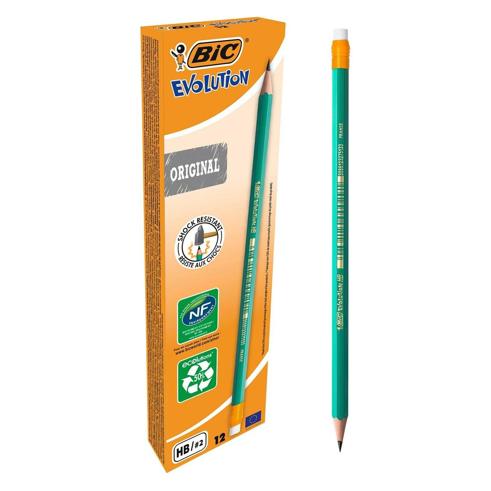 Bic Bleistift Ecolutions 650/655 mit Radierer (2 mm, HB, 12x) (8803322)