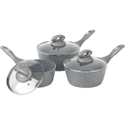 Salter BW02986G1EU7 Marblestone 3-Piece Saucepan Set - 16/18/20cm, Pfannenset + Topfset, Grau