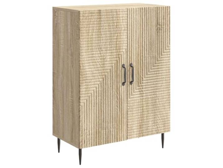 KKgypkn Sideboard Sonoma-Eiche 66 x 34,5 x 89,5 cm Holzwerkstoff Vintage-Stil, Schwarze Metallakzente, 2 Türen, Holzregale, Wohnzimmer oder Esszimmer