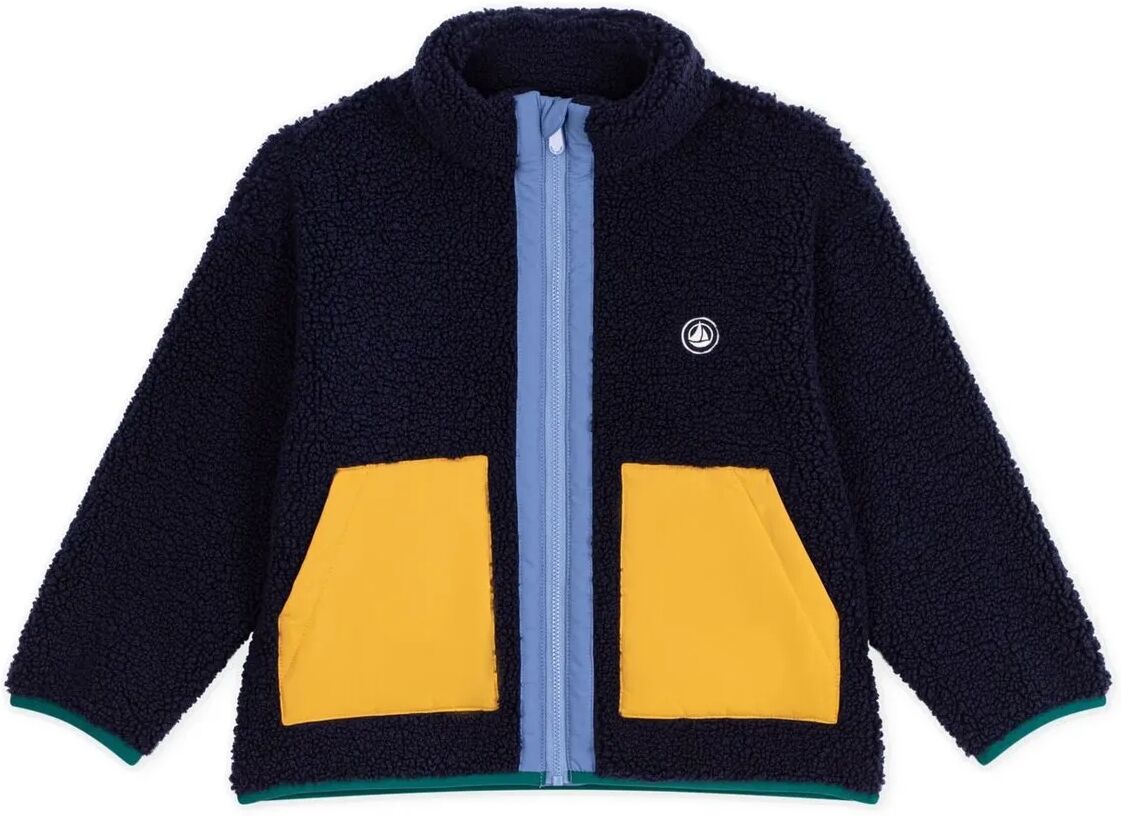 Petit Bateau Veste Façon Sherpa Colorblock Bleu nuit 4 ans