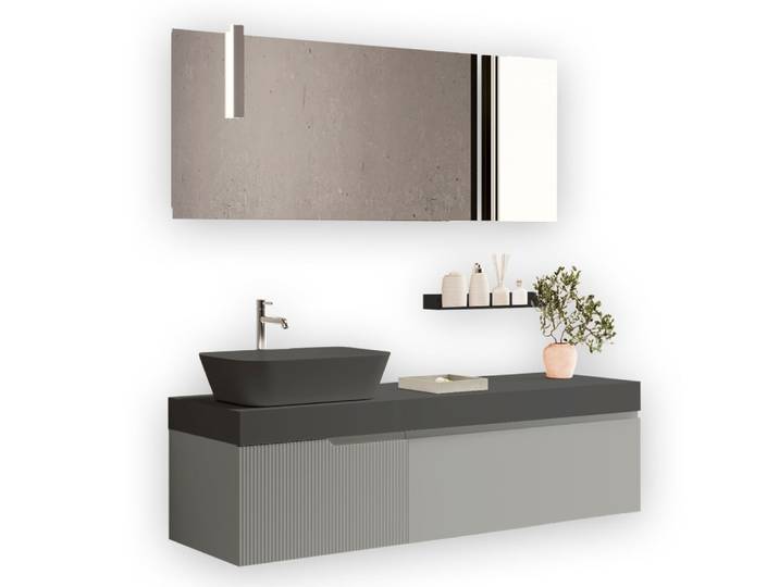 Composition 7 pièces en MDF gris mat